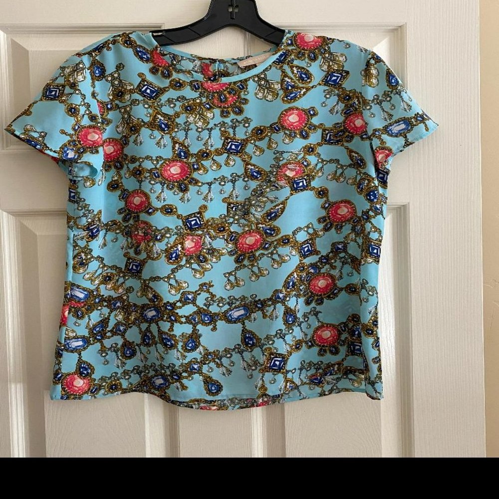 Banana Republic Blue Chiffon Top, Size S